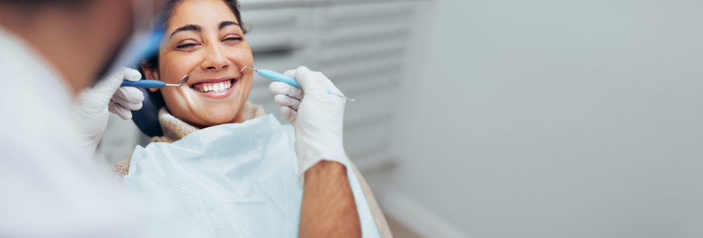 woman getting a dental checkup