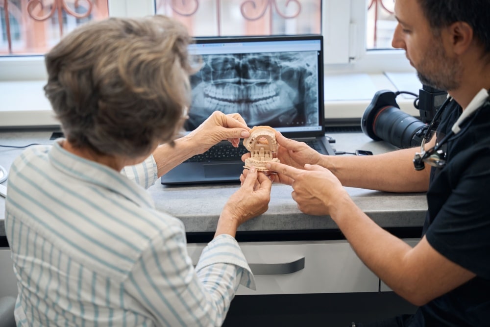 old woman having a dental consultation